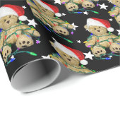 Teddy Bären in Weihnachtsbeleuchtung Geschenkpapier (Rolleneckpunkt)