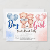 Teddy Bären Junge oder Mädchen Geschlecht zeigen B Einladung (Vorderseite)