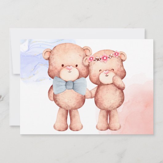 Teddy Bären Junge oder Mädchen Geschlecht zeigen B Einladung (Rückseite)