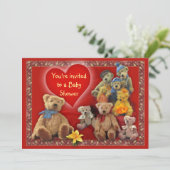 Teddy-Bären Kinderdusche Einladung (Stehend Vorderseite)