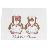 Teddy Bären Lesbian Hochzeit niedlich weiß Große Geschenktüte (Rückseite)