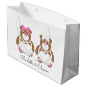 Teddy Bären Lesbian Hochzeit niedlich weiß Große Geschenktüte (Rückseite Schrägansicht)