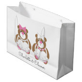 Teddy Bären Lesbian Hochzeit niedlich weiß Große Geschenktüte (Vorderseite Schrägansicht)