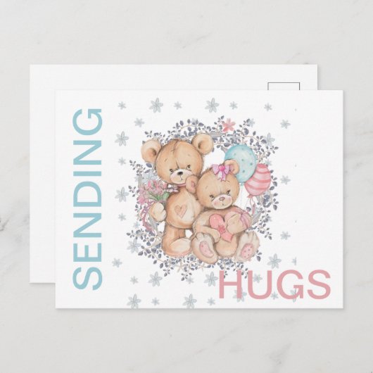 Teddy Bären LIEBE gut SENDING HUGS Postkarte (Vorne/Hinten)