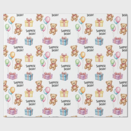 Teddy Bären mit der Überraschung von Natasha Us Geschenkpapier (Flach)