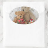 Teddy Bären mit Weihnachtsgeschenke Ovaler Aufkleber (Tasche)