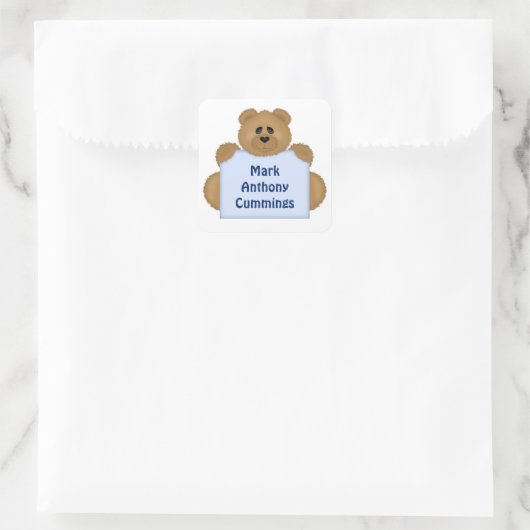 Teddy Bären Name Sticker (blau) (Tasche)