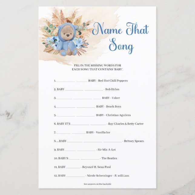 Teddy Bären Pampas Gras blauer Blumenname That Son (Vorderseite)