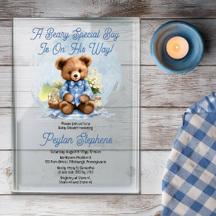 Teddy-Bären-Picknick Beary Special Boy Baby-Party Acryleinladungen
