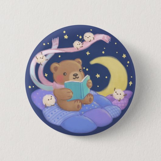 Teddy Bären Reading mit/ Fluffy Monsters Illustrat Button (Vorderseite)