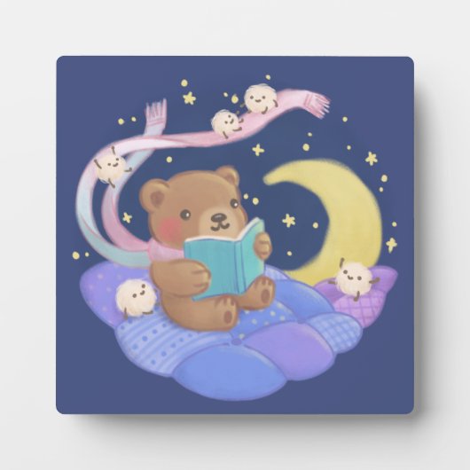 Teddy Bären Reading mit/ Fluffy Monsters Illustrat Fotoplatte (Vorderseite)