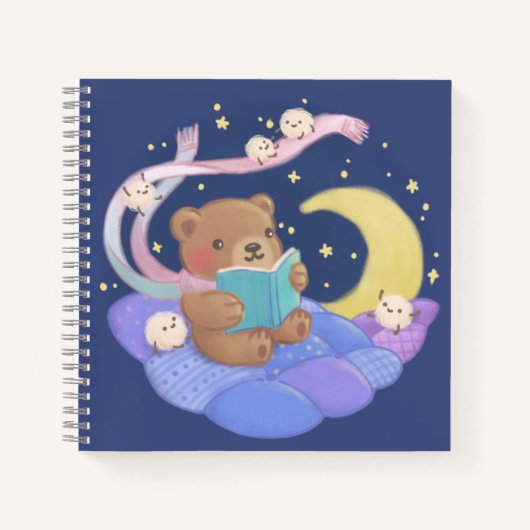 Teddy Bären Reading mit/ Fluffy Monsters Illustrat Notizblock (Vorderseite)