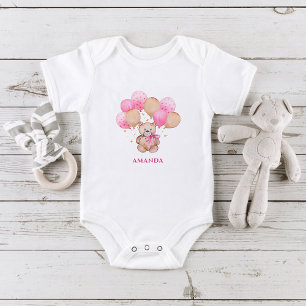 Teddy Bären rosa Ballons Baby Bodysuit Strampler