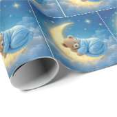 Teddy Bären schlafen auf dem Mond Geschenkpapier (Rolleneckpunkt)