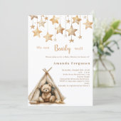 Teddy Bären Stars Zelt boho Baby Dusche Einladung (Stehend Vorderseite)