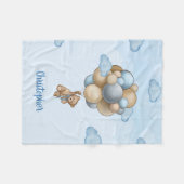 Teddy Bären staubige blaubraune Elfenbeinballons F Fleecedecke (Vorderseite (Horizontal))