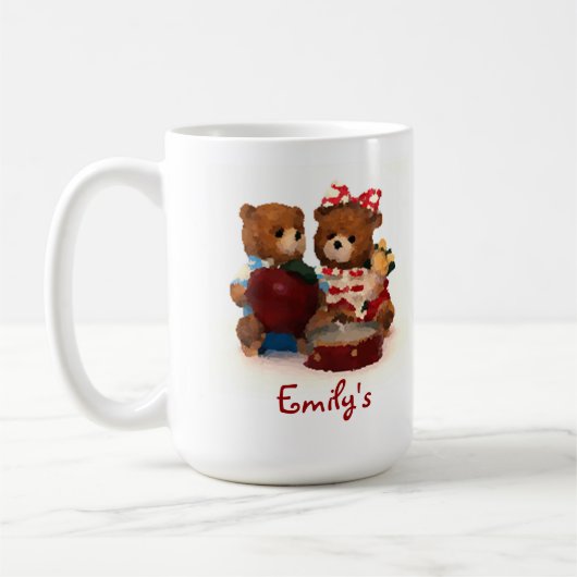 Teddy-Bären-Tasse mit Ihrem Namen anpassen Kaffeetasse (Links)