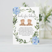 Teddy Bären Twin Jungs grüne blaue Bücher für Baby Begleitkarte (Stehend Vorderseite)
