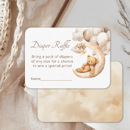 Teddy Bären über dem Monddiaper Raffle Babydusche Begleitkarte