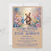 Teddy Bären und Bunny In einem pastellfarbenen Par Ankündigung (Rückseite)