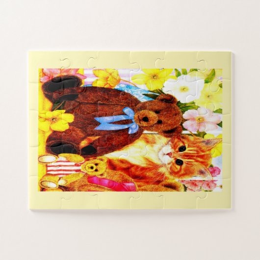 Teddy Bären und Katze Puzzle (Horizontal)