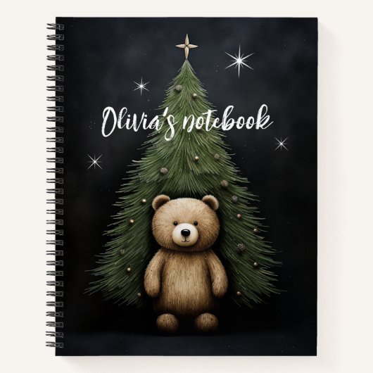 Teddy Bären und WeihnachtsbaumNotebook Notizblock (Vorderseite)