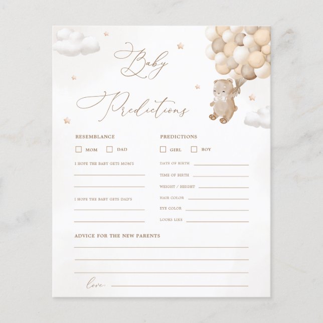 Teddy Bären Vorhersagen & Ratschläge Baby Shower G (Vorderseite)