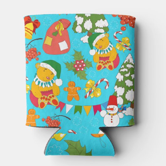 Teddy Bären Weihnachten: Kid-Friendly Muster. Dosenkühler (Rückseite)