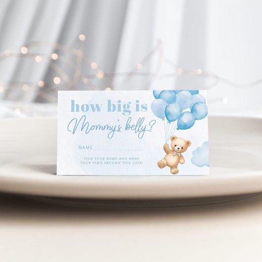 Teddy Bärenballons blau, wie groß der Bauch der Ma Begleitkarte