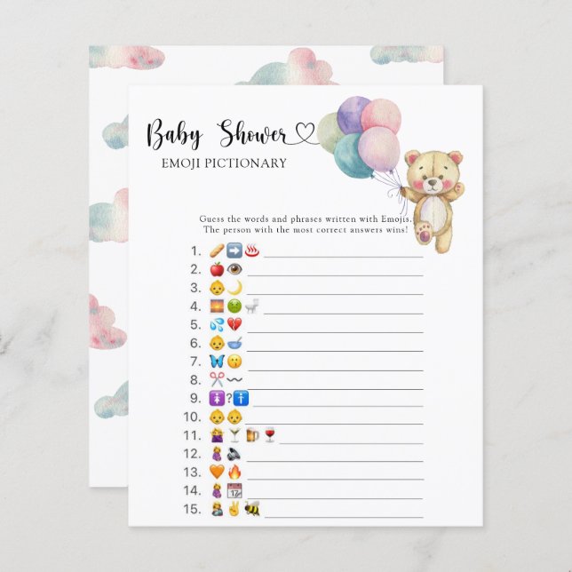 Teddy Bärenballons - Emoji-Picknickspiel (Vorne/Hinten)