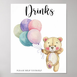 Teddy Bärenballons - Getränke helfen Ihnen Poster