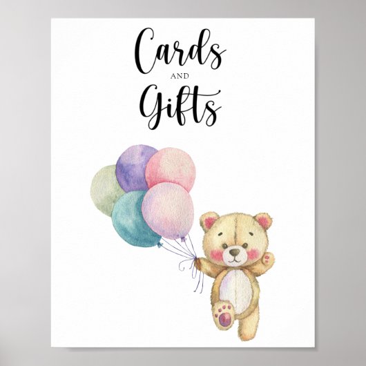 Teddy Bärenballons - Karten und Geschenke Babydusc Poster (Vorne)