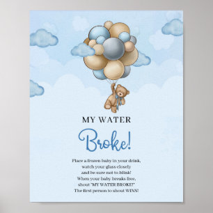 Teddy Bärenballons My Water Broke Zeichenspiel Poster
