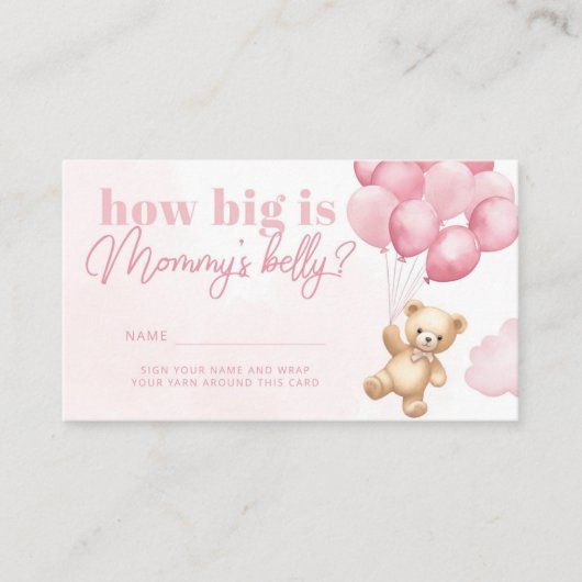 Teddy Bärenballons pink wie groß ist der Bauch der Begleitkarte (Vorderseite)