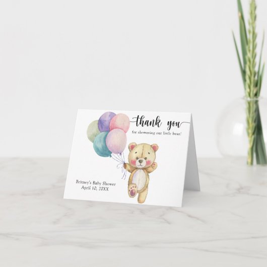 Teddy Bärenballons - vielen Dank Dankeskarte (Vorderseite)