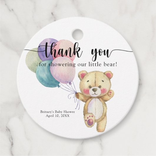 Teddy Bärenballons - vielen Dank Geschenkanhänger (Vorderseite)