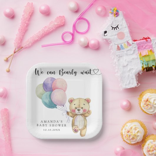 Teddy Bärenballons - wir können schon warten Pappteller (Party)