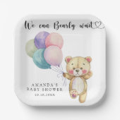Teddy Bärenballons - wir können schon warten Pappteller (Vorderseite)