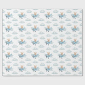 Teddy-Bärenflugzeug Geschenkpapier (Flach)