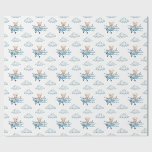 Teddy-Bärenflugzeug Geschenkpapier (Flach)