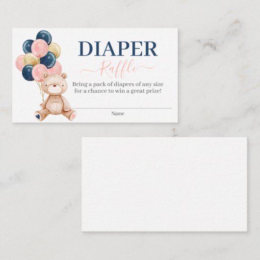 Teddy Bärengeschlecht offenbart Windelknickstörung Begleitkarte (Vorne/Hinten)