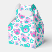 Teddy Bärengesicht und Blume gemusterte Geschenkbo Geschenkschachtel (Rückseite)