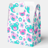 Teddy Bärengesicht und Blume gemusterte Geschenkbo Geschenkschachtel (Geöffnet)