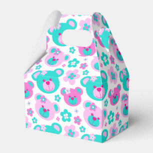 Teddy Bärengesicht und Blume gemusterte Geschenkbo Geschenkschachtel