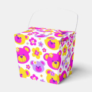 Teddy Bärengesicht und Blume gemusterte Geschenkbo Geschenkschachtel