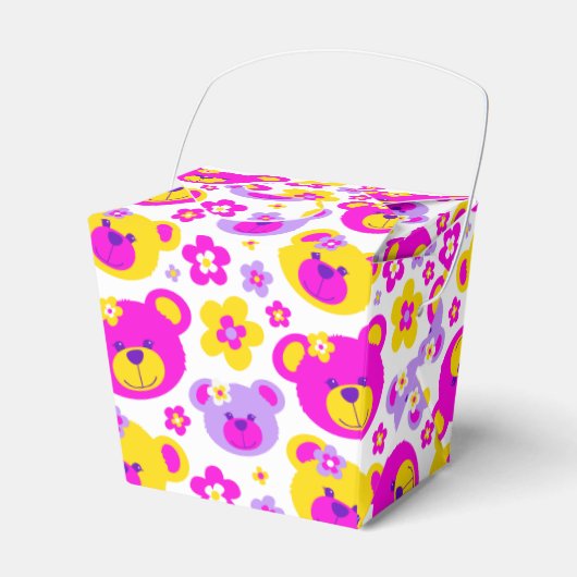 Teddy Bärengesicht und Blume gemusterte Geschenkbo Geschenkschachtel (Vorderseite)