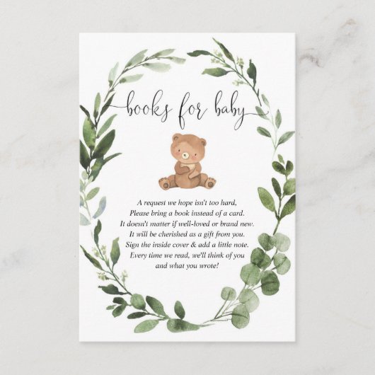 Teddy Bärengrüne Eukalyptus Bücher für Babyenzel Begleitkarte (Vorderseite)