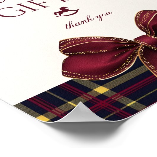 Teddy Bärenkarten und Geschenke Red Bow Kariert Poster (Ecke)