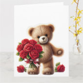 Teddy Bären's Romantische Geste Karte (Gelbe Blume)