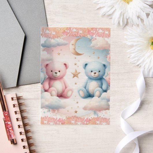 Teddy Bärenwolken und Mondplakette Pergament Einladungen (Hochzeit)